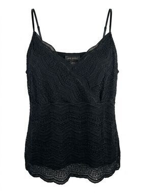 Lane Bryant Plus Size 18/20 Black Chevron Lace Faux Wrap Cami Top